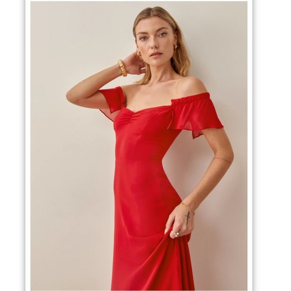 🆕 Reformation Butterfly Dress / Red / Size 4 / ✂🏷️ - Picture 3 of 4